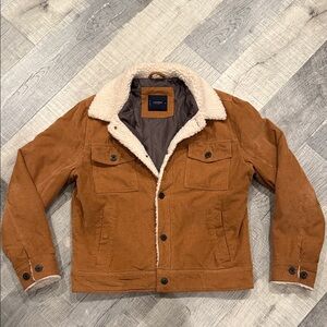 Lucky Brand Tan Corduroy Jacket with Cream Collar